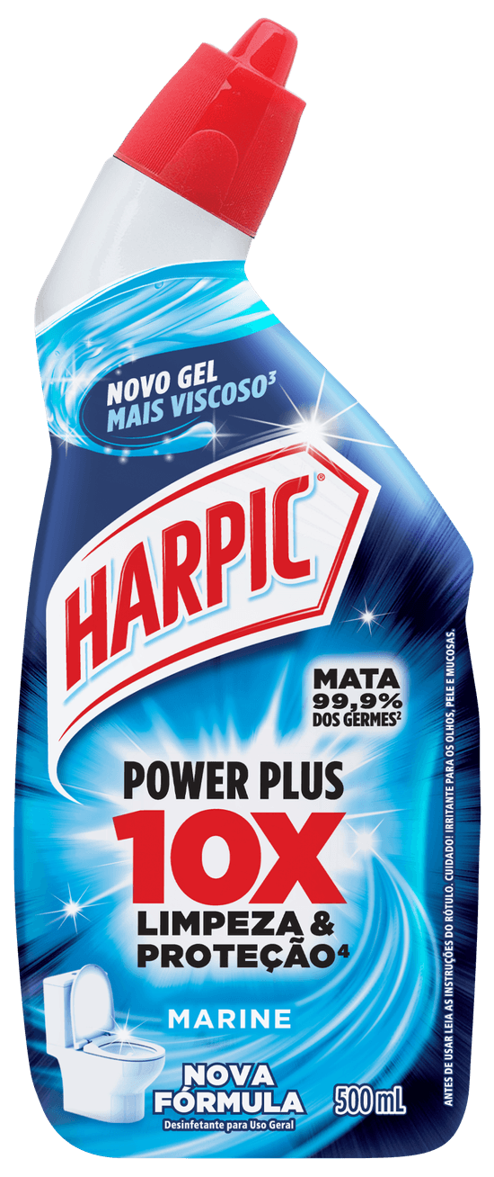 Harpic Power Plus Marine 500ml/509g com bico aplicador para vaso sanitário
