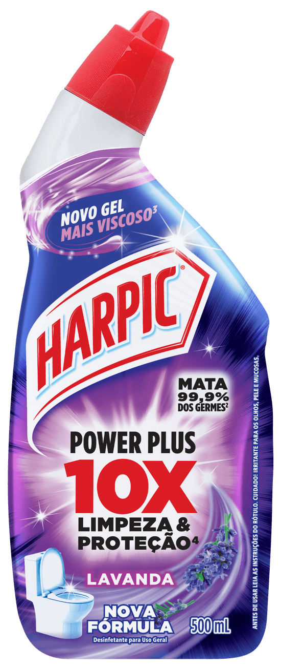 Harpic Power Plus Lavanda 500ml/509g com bico aplicador para vaso sanitário